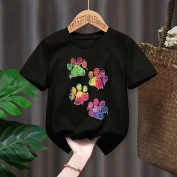 Mačací Pazúr Roztomilej Príležitostné Tlače Tlač Funny Boy Girl T-shirts Dieťa Detí Manga Darček Súčasnosti Black Harajuku Obliekať