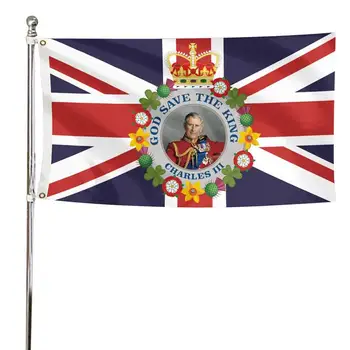 Veľké Kvalitné Príznaky Nový Kráľ Vlajky Zástavy Kráľa Karola 111 Flag, Britská Nový Kráľ Vlajky Boh Ochraňuj Kráľa Suvenír Vlajka