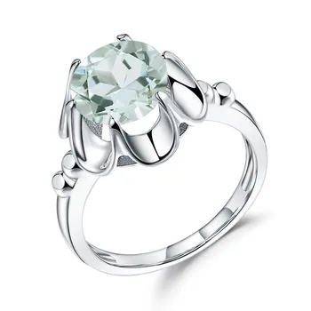 GEM BALET Kolo 2.73 Ct Prírodný Zelený Ametyst Drahokam Krúžok Reálne 925 Sterling Silver Zásnubné Prstene Pre Ženy, Jemné Šperky