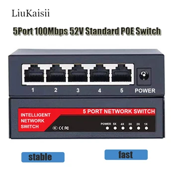 5Port 100Mbps Sieť POE Switch Zabudovaný zdroj Napájania 52V Fast Ethernet Switch IEEE 802.3 af/v Pre IP Kamery & Wireless AP