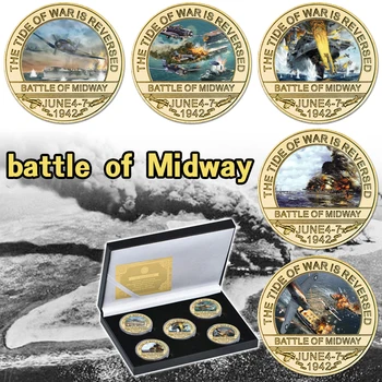 Bitka o Midway Pozlátené Výzvou Mince Nastaviť V Držiteľom americkej Armády so suvenírmi Vojenská Pamätná Minca Darčeky pre Veteránov