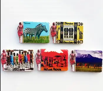 Ručne Maľované Afrika, Tanzánia 3D Živice Chladnička Magnet Zebra Chladnička cestovného Ruchu obchod so Zberateľstvo Darček